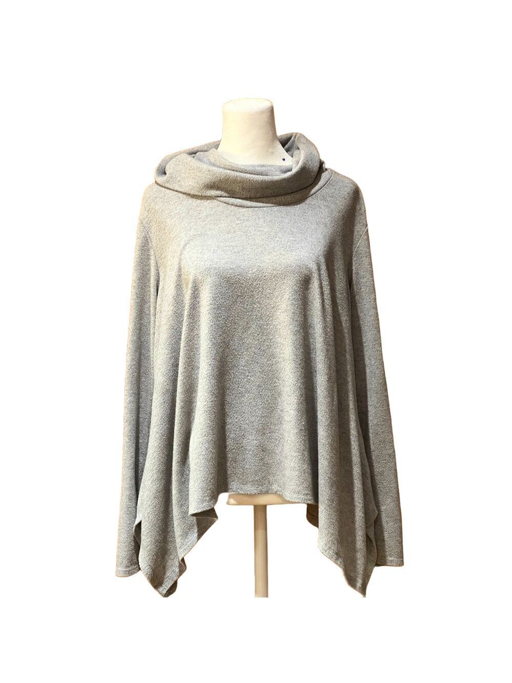 1 State Grey Cowl Neck Brushed Pullover Sweater Large